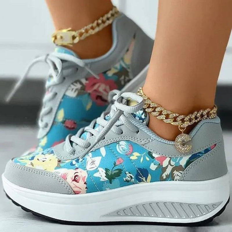 Nora – Sneakers with Floral Print and Adjustable Lace Design