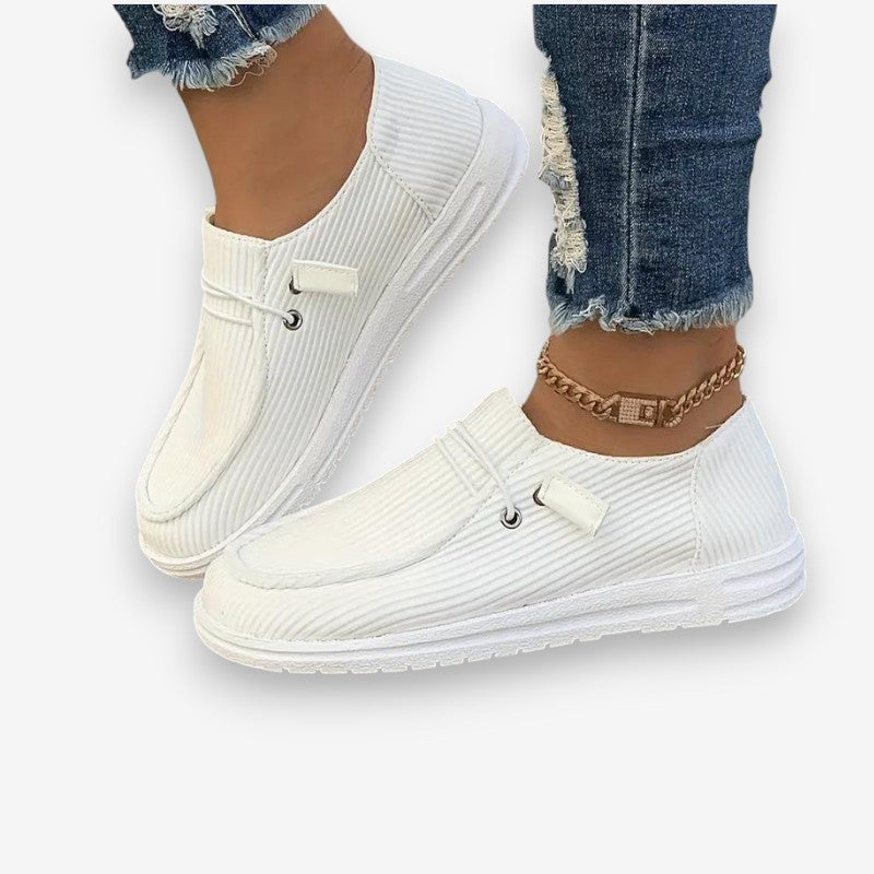 Alina – Round Toe Flats With Ribbed Detail Design