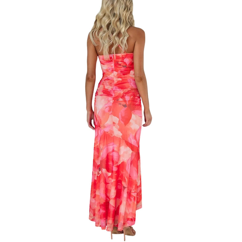 Laura – Strakke Jurk met Één Schouder en Bloemenprint Velani