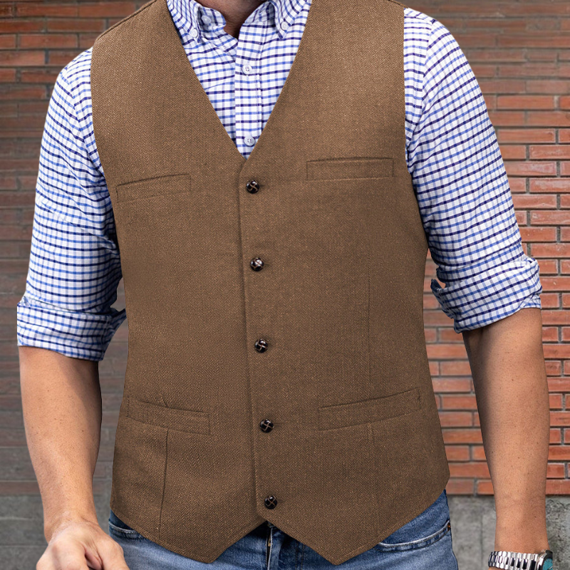 Liam – Mouwloos Slim Fit Gilet met Meerdere Zakjes en Knopen Velani