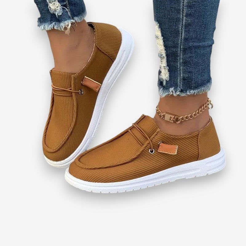 Alina – Round Toe Flats With Ribbed Detail Design