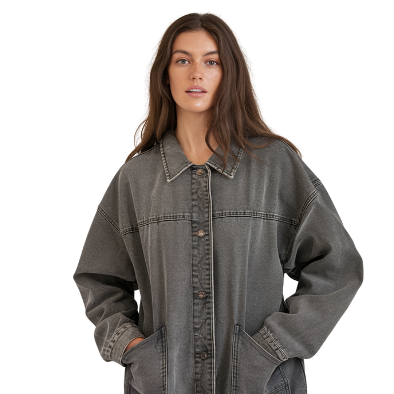 Jasmine – Casuale Jas met Voorzakken en Omgeslagen Kraag Velani