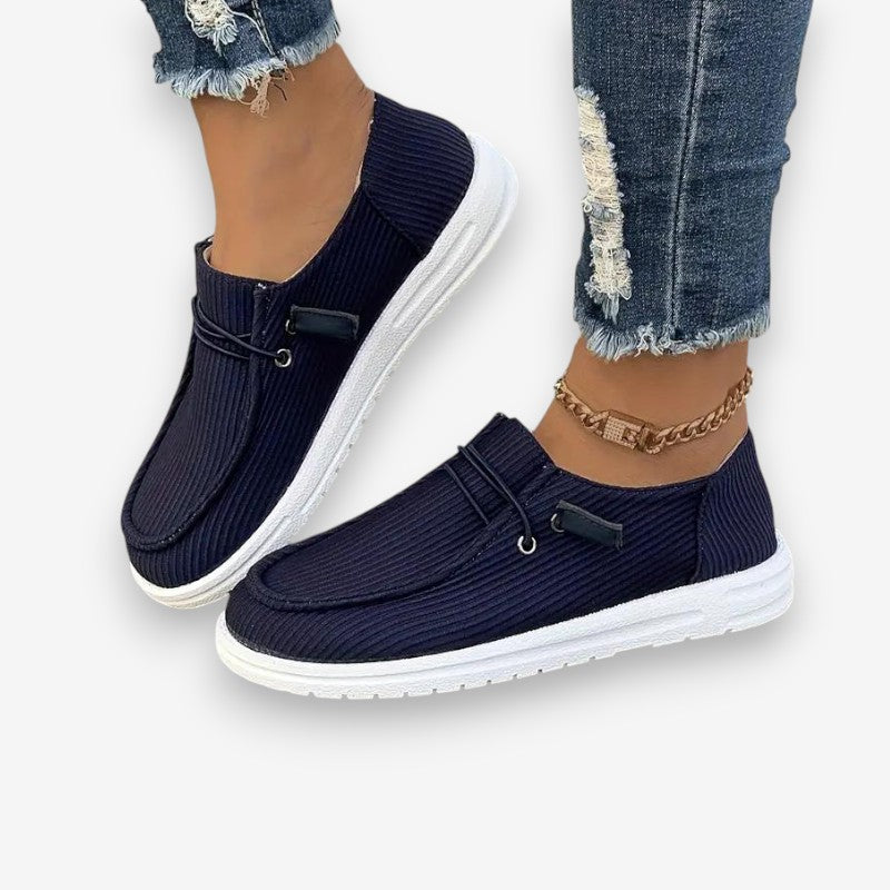 Alina – Round Toe Flats With Ribbed Detail Design