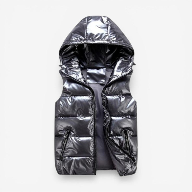 Harry - Sleeveless Padded Hooded Jacket With Zipper And Pockets