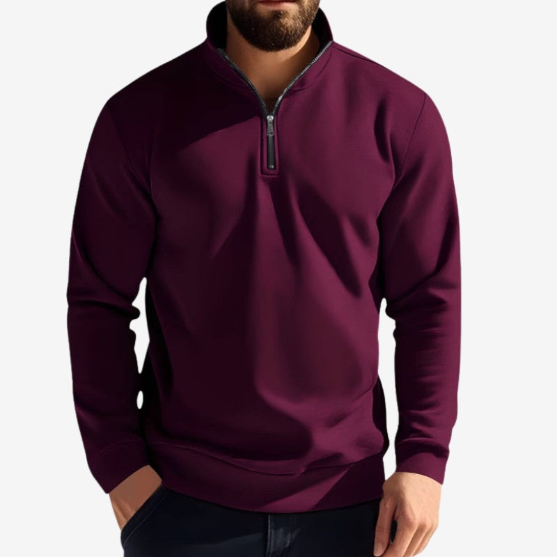 Logan – Long Sleeved Sweater with Round Neck and Zipper Design