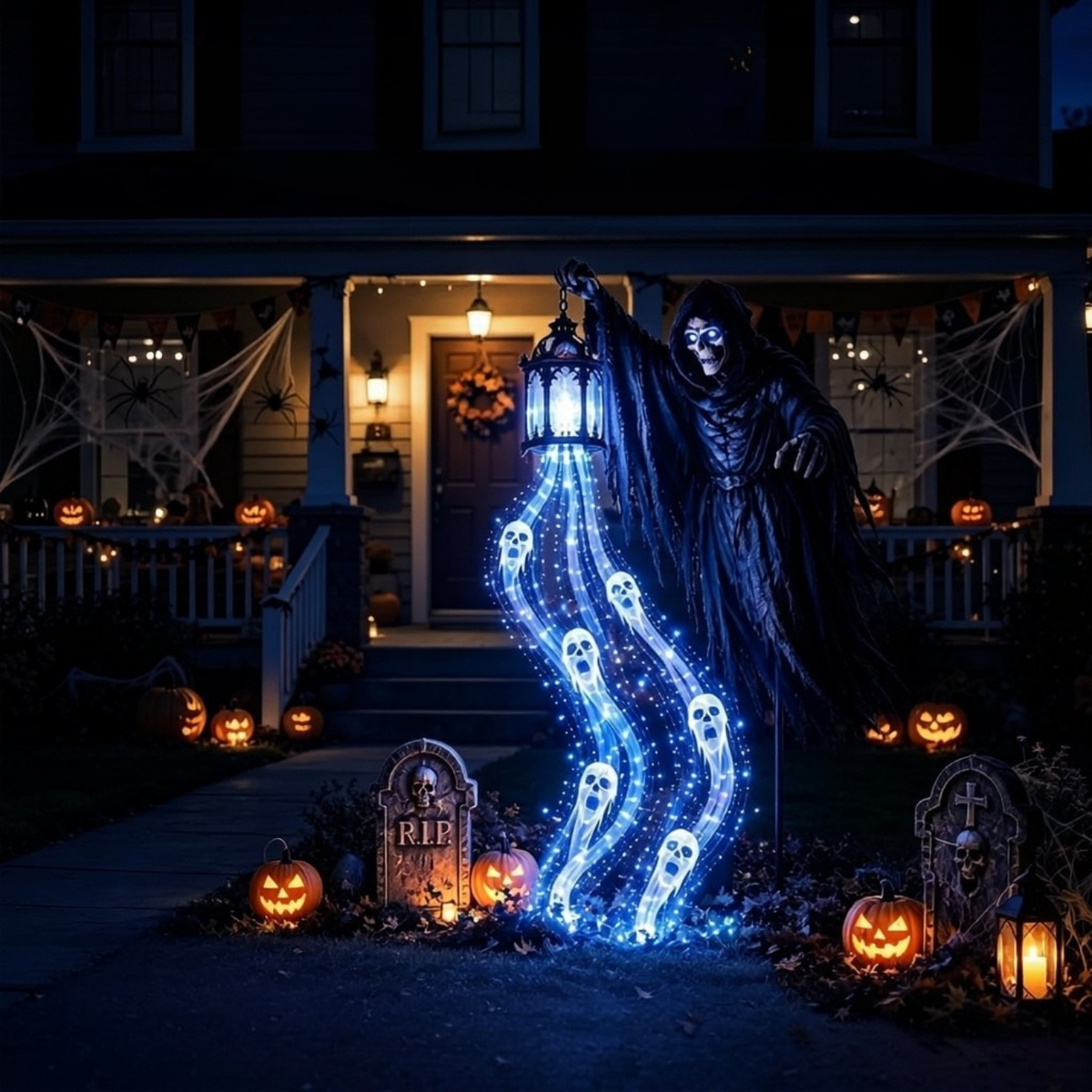 Grimglow - Illuminated Reaper Halloween Decoration with LED Lantern