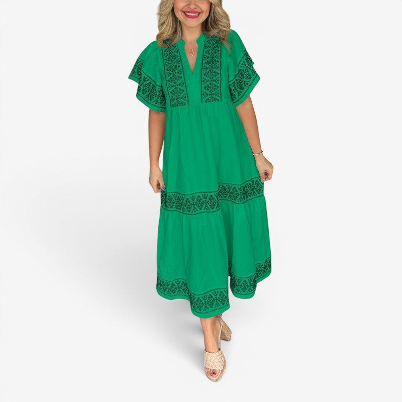 Women’s Midi Dress V Neck Loose Fit
