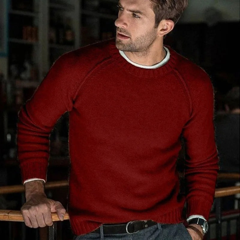 Lucas – Long Sleeve Sweater with Ribbed Knitting Design