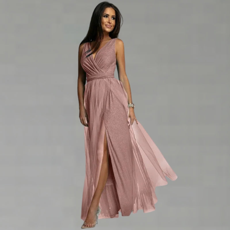 Women Sleeveless V-Neck Maxi Dress