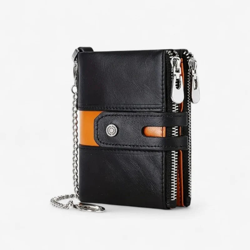 Wouter – Portemonnee met Kettingband en Dubbele Ritssluitingen Velani