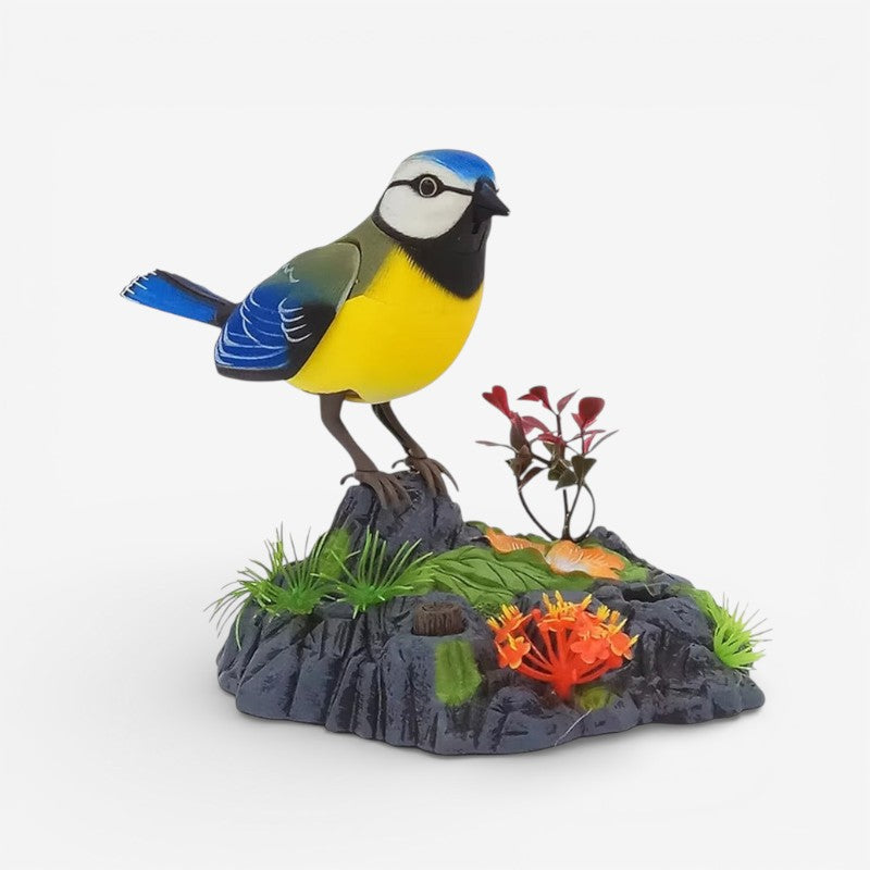 ChirpNest – Decorative Bird Toy with Round Stand and Voice Control