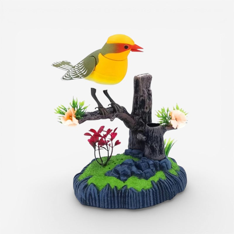 ChirpNest – Decorative Bird Toy with Round Stand and Voice Control