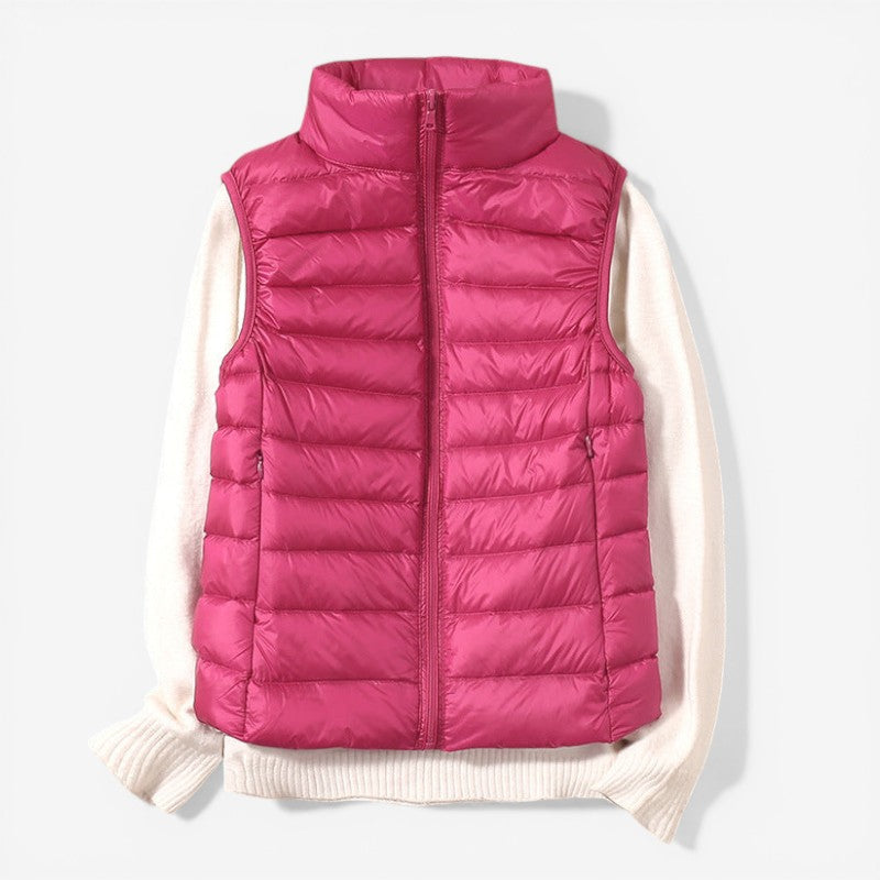 Women Sleeveless Vest With Zip Front