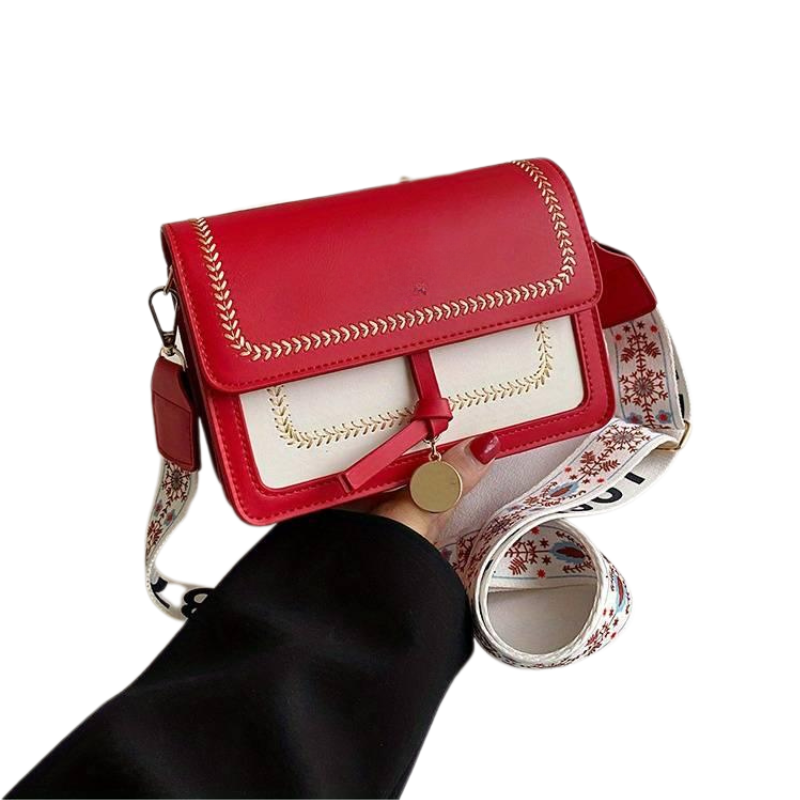 Ellie – Crossbody Vierkante Tas met Brede Contrasterende Schouderband Velani