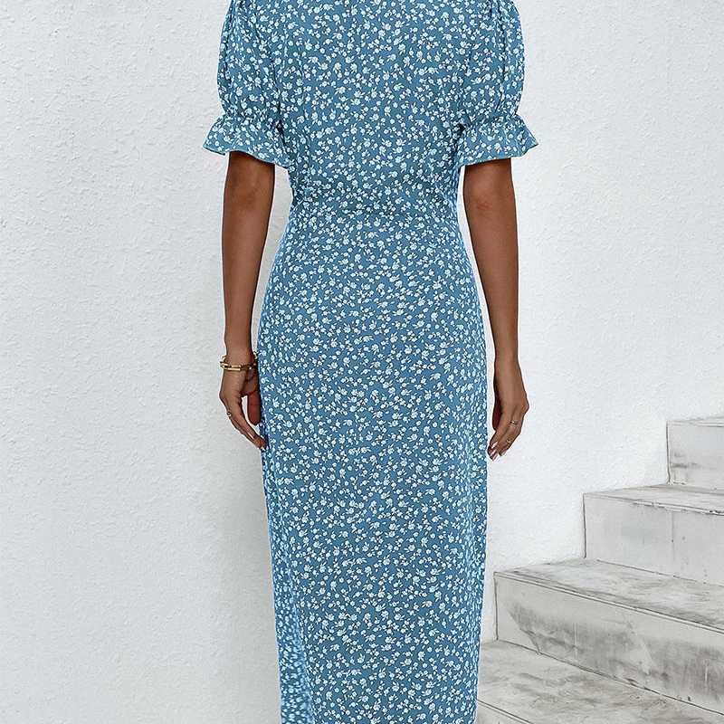 Kathy – V-Hals Midi-jurk met Bloemenprint Velani