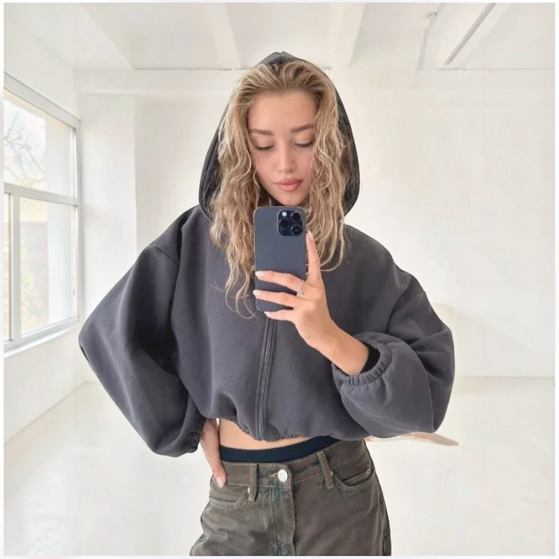 Stylish Women’s Hooded Zip Jacket