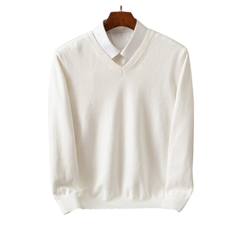 Leon – Losse pasvorm Trui met Lange Mouwen en V-Hals Velani