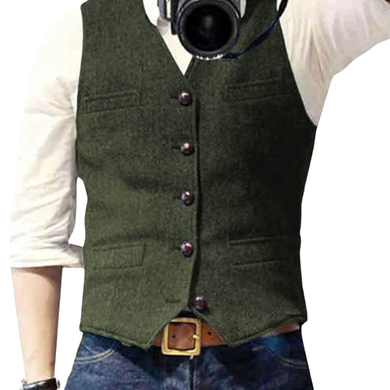 Liam – Mouwloos Slim Fit Gilet met Meerdere Zakjes en Knopen Velani