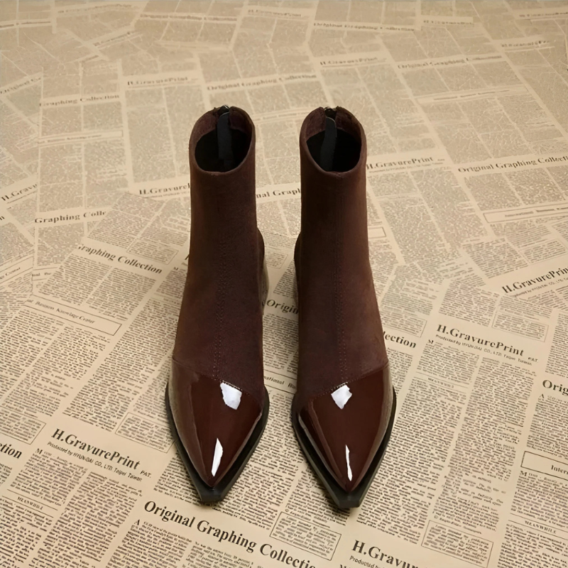 Elegant Pointed Toe Ankle Boots with Block Heel