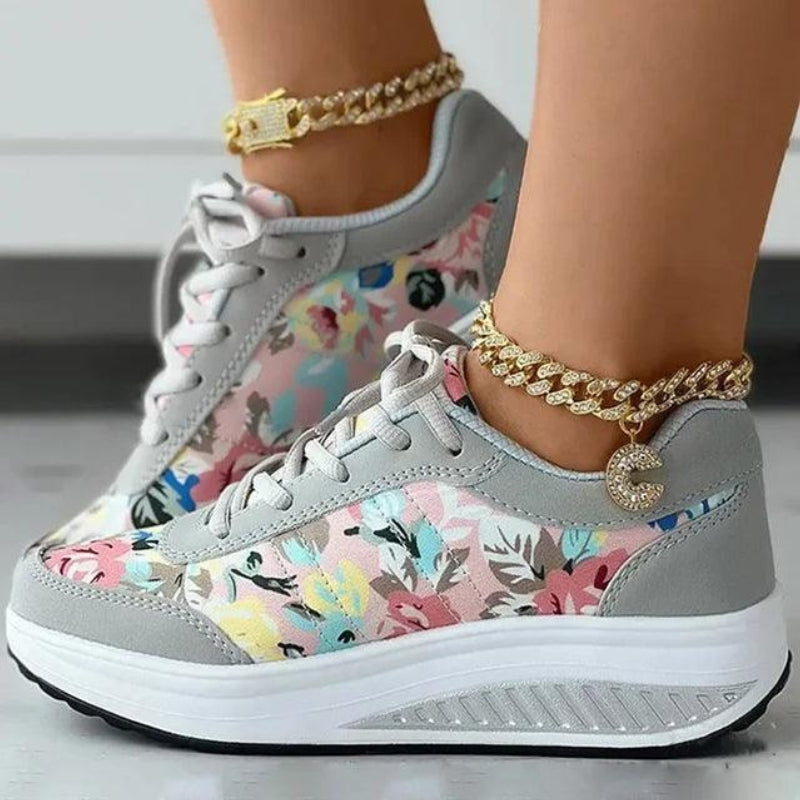 Nora – Sneakers with Floral Print and Adjustable Lace Design