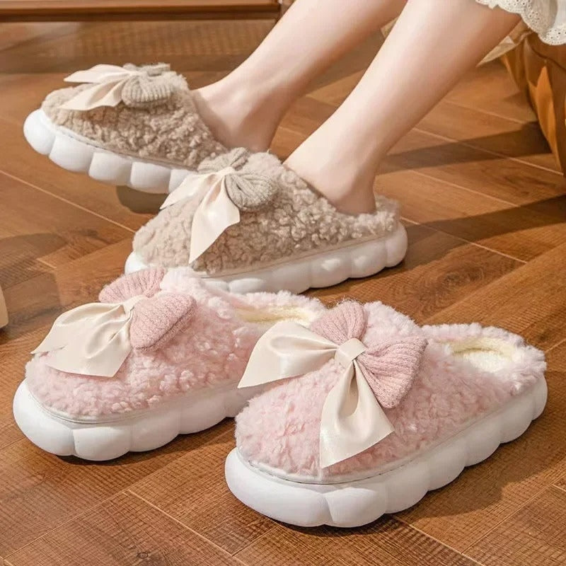 Emma – Round Toe Fur Slippers with Thick Sole and Plush Lining
