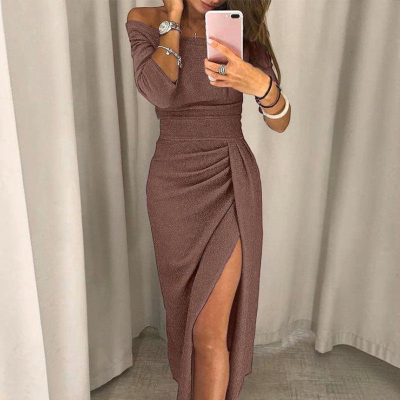 Stylish Off-Shoulder Ruched Midi Dress for Women