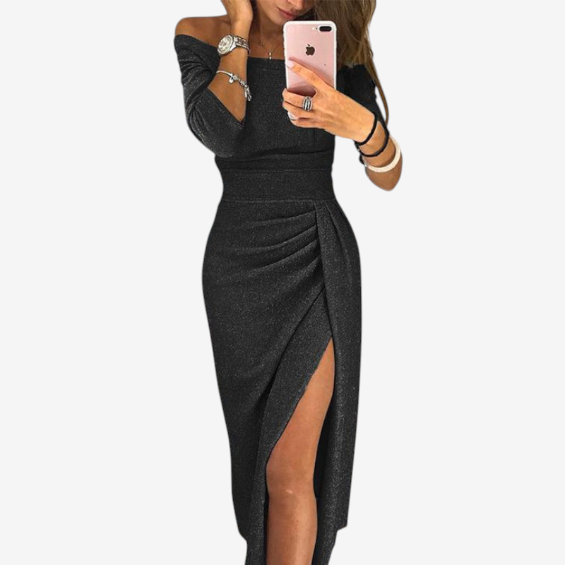 Stylish Off-Shoulder Ruched Midi Dress for Women