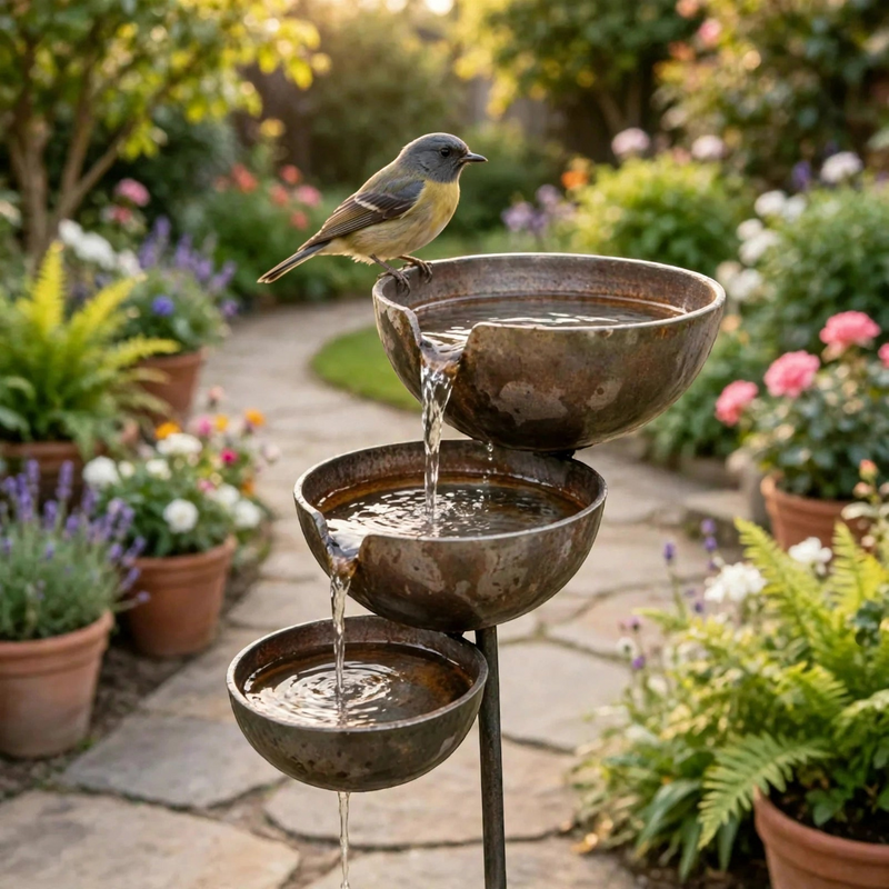 Rainbath - Three-Tier Bird Bath with Freestanding Design