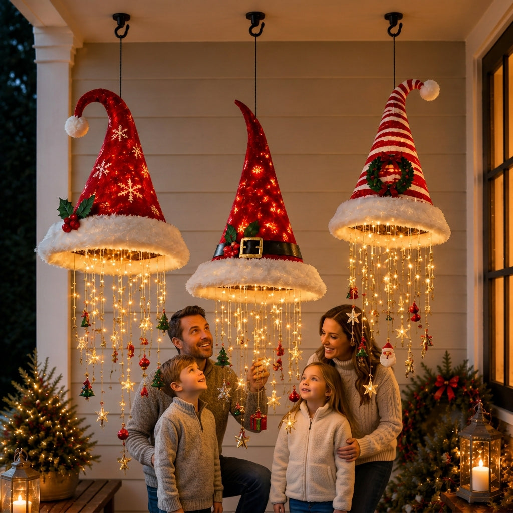 Hatmas - Hanging Christmas Hat Decoration With Led Lights