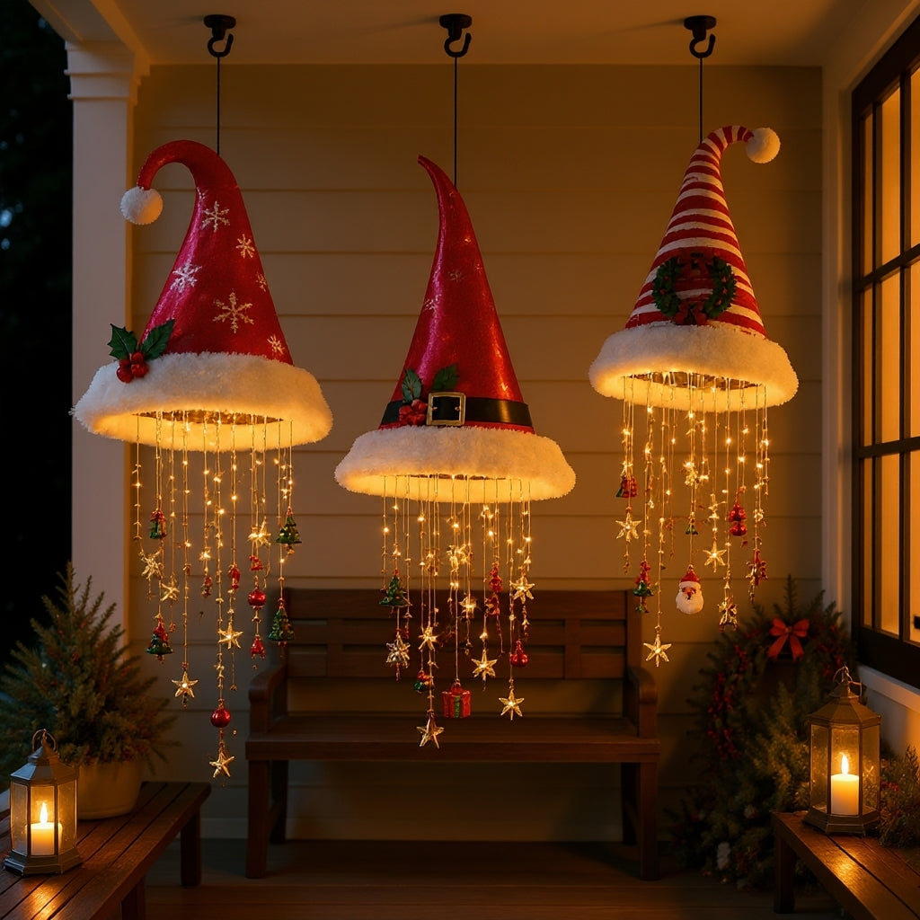 Hatmas - Hanging Christmas Hat Decoration With Led Lights