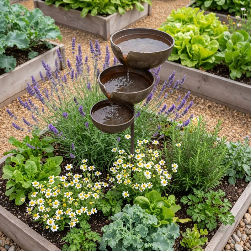 Rainbath - Three-Tier Bird Bath with Freestanding Design