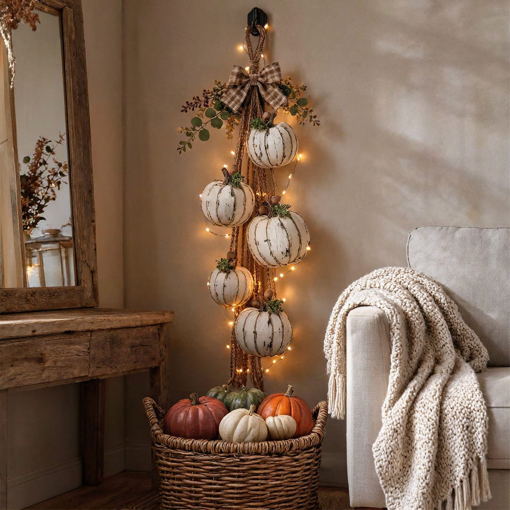 Pumpwreath - Illuminated Pumpkin Wreath with Integrated LED Lights