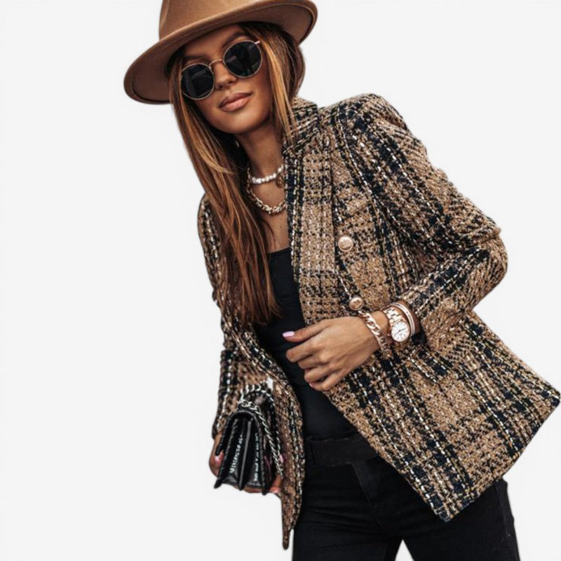 Women Tailored Blazer with Button Closure