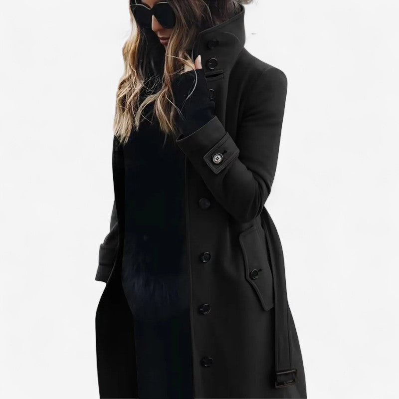 Jennifer – Trenchcoat met Lange MouwenTailleceintuur en Knopensluiting Velani