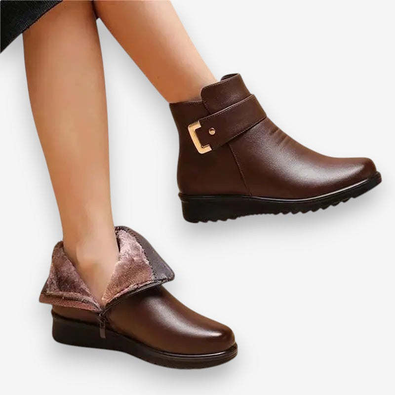 Emma – Round Toe Shoes with Zipper and Buckle Design