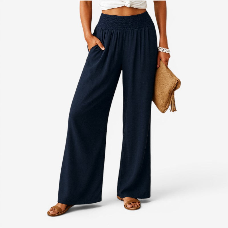 Elastic Waist Wide Leg Trousers for Women