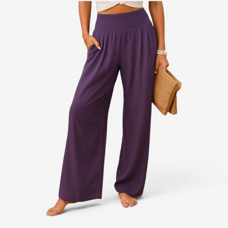Elastic Waist Wide Leg Trousers for Women