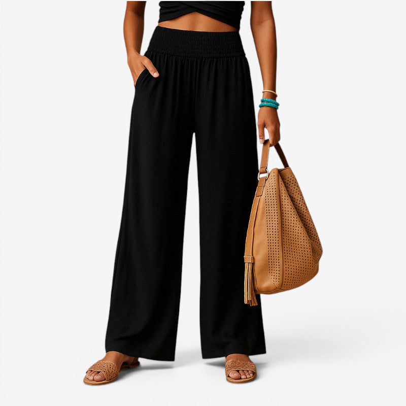 Elastic Waist Wide Leg Trousers for Women