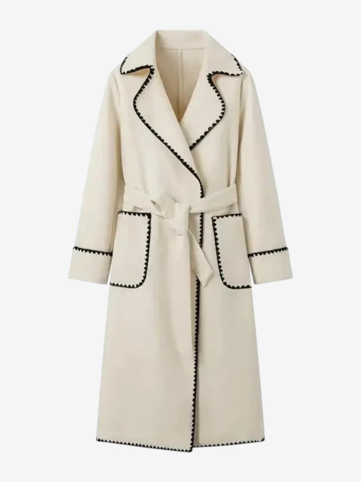 Beltane - Trench Coat with Belted Waist and Side Pockets