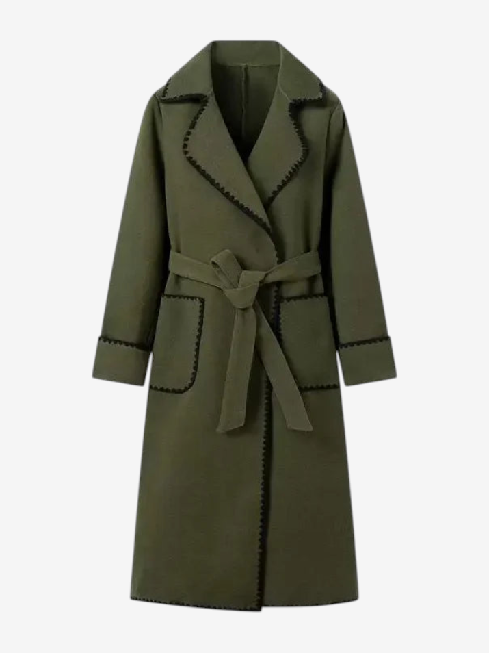 Beltane - Trench Coat with Belted Waist and Side Pockets