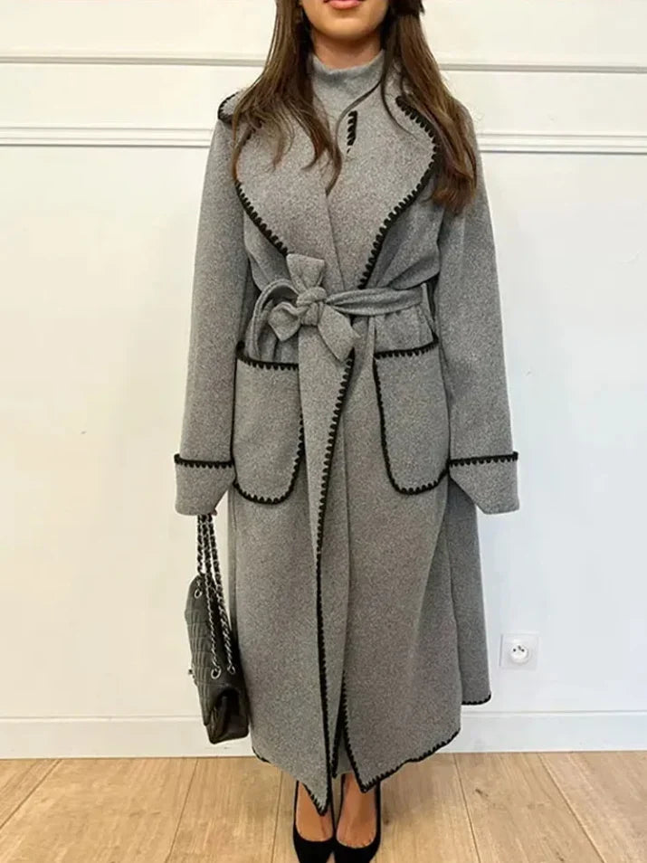 Beltane - Trench Coat with Belted Waist and Side Pockets