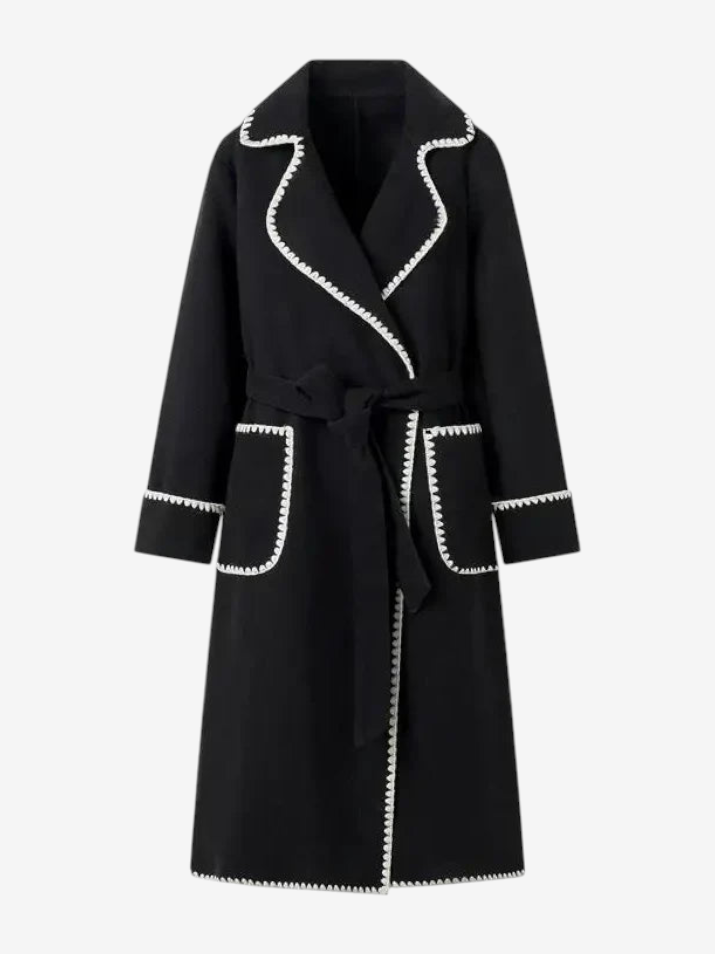 Beltane - Trench Coat with Belted Waist and Side Pockets