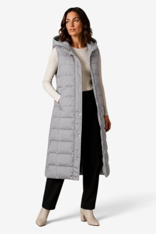 Layeron - Long Quilted Vest with Adjustable Hood