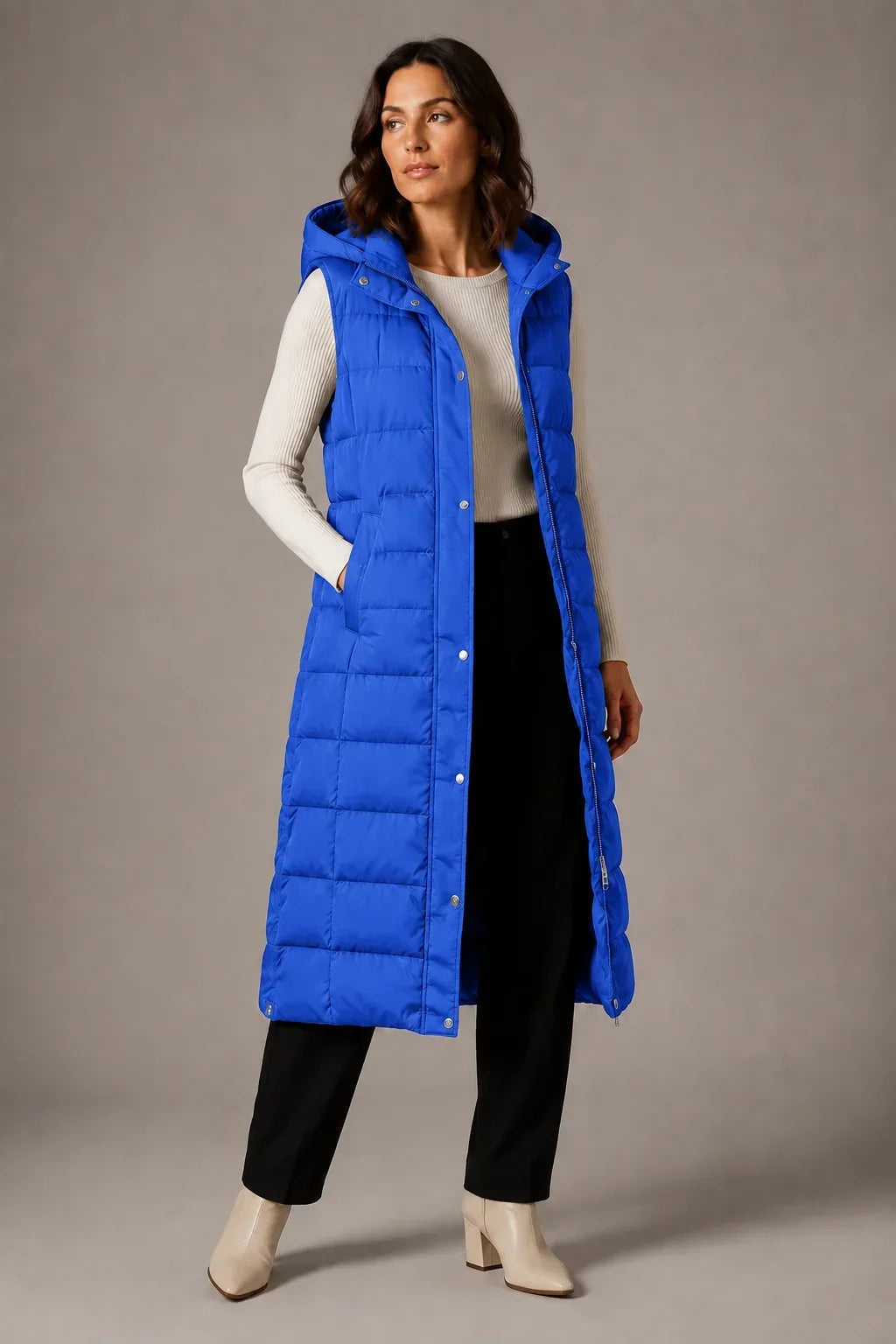 Layeron - Long Quilted Vest with Adjustable Hood