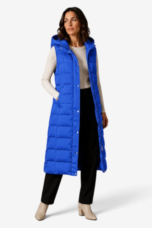 Layeron - Long Quilted Vest with Adjustable Hood