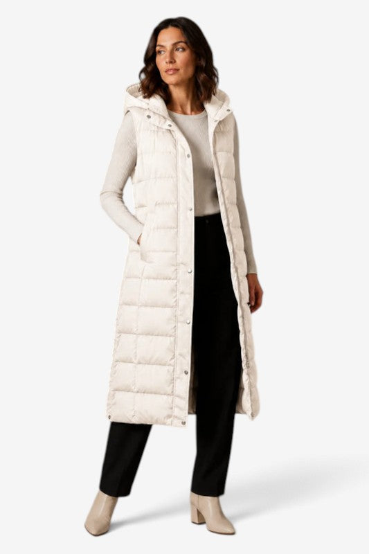 Layeron - Long Quilted Vest with Adjustable Hood