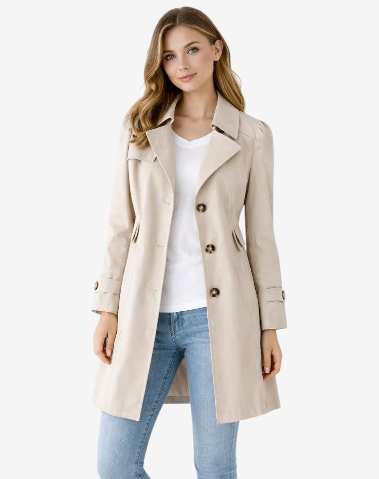 Pockley - Fitted Trench Coat with Notched Collar