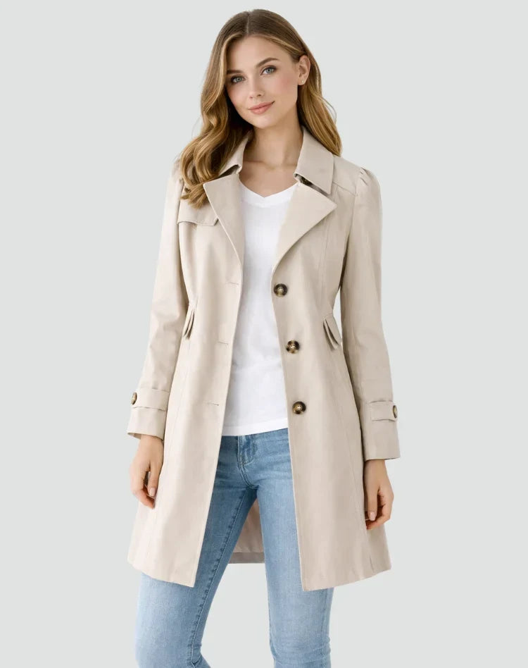 Pockley - Fitted Trench Coat with Notched Collar