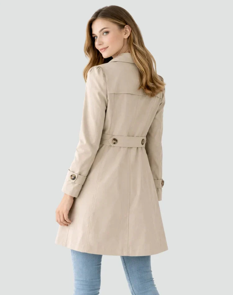 Pockley - Fitted Trench Coat with Notched Collar