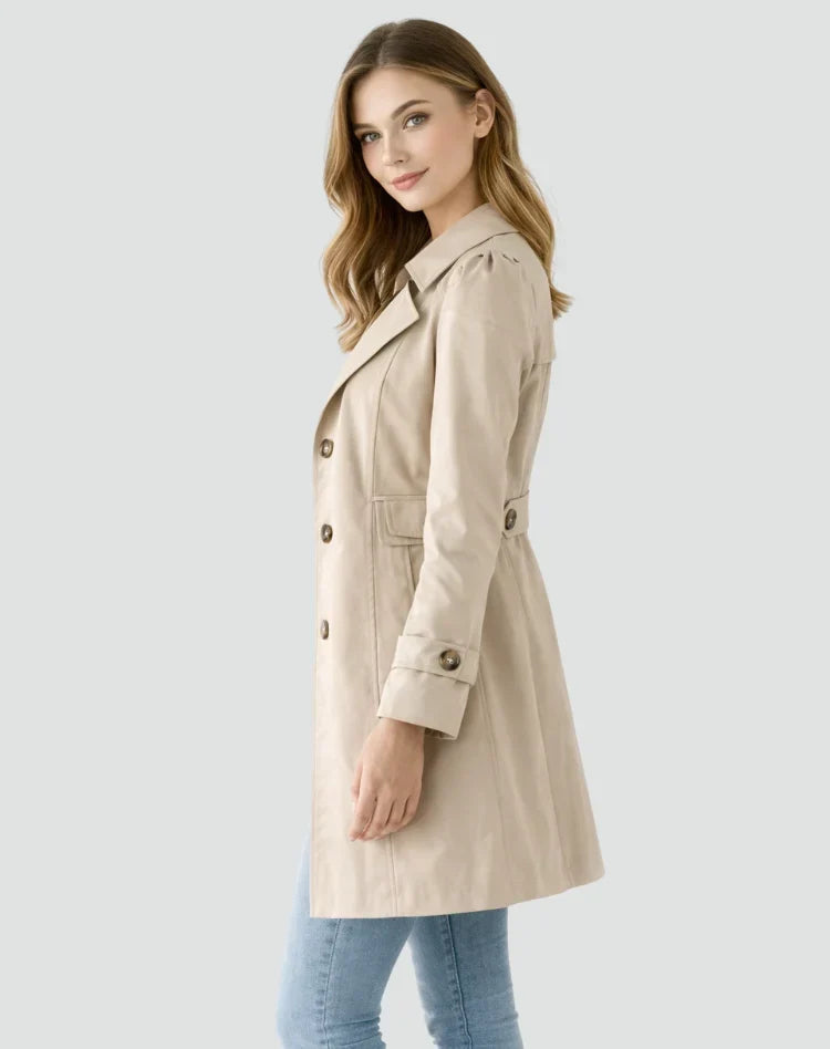 Pockley - Fitted Trench Coat with Notched Collar